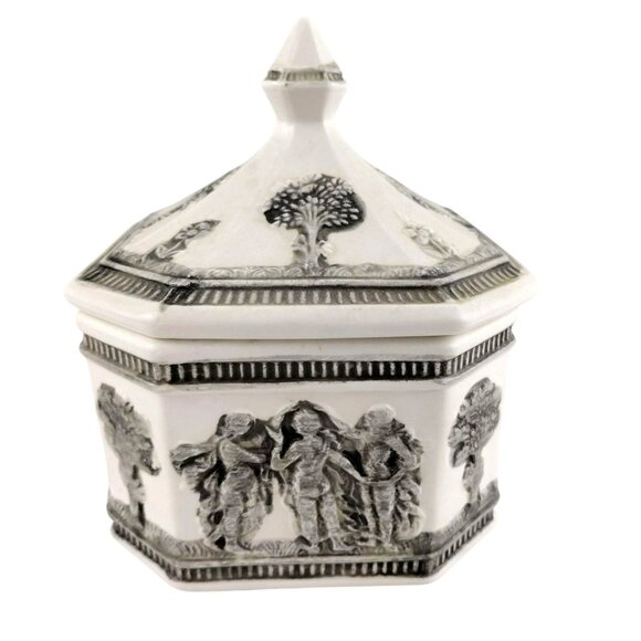 Norleans Covered Sugar Bowl Lid Japan Grecian Design Decorative Vintage 5.5 Inch - Picture 1 of 12